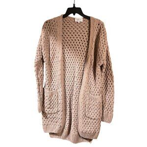 Womens Tan Crochet Cardigan, Size M